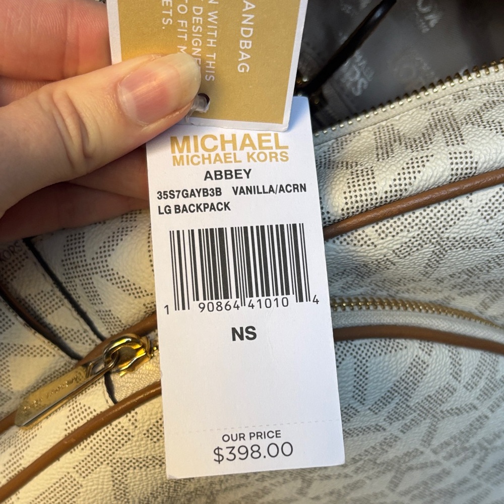 Michael Kors Monogram Beige Backpack - Picture 2 of 4